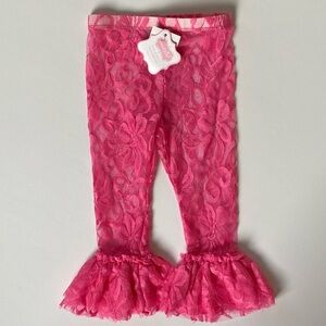 Lace Leggings Mud Pie Hot Pink Size 9 12 Months NWT New Frilly Fancy Bell Bottom